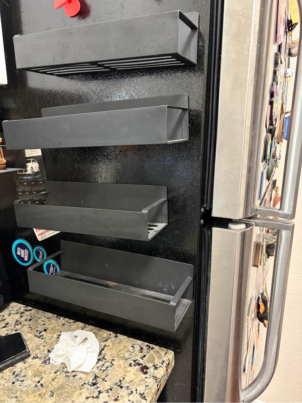 Magnetic Refrigerator Storage Shelves - Black